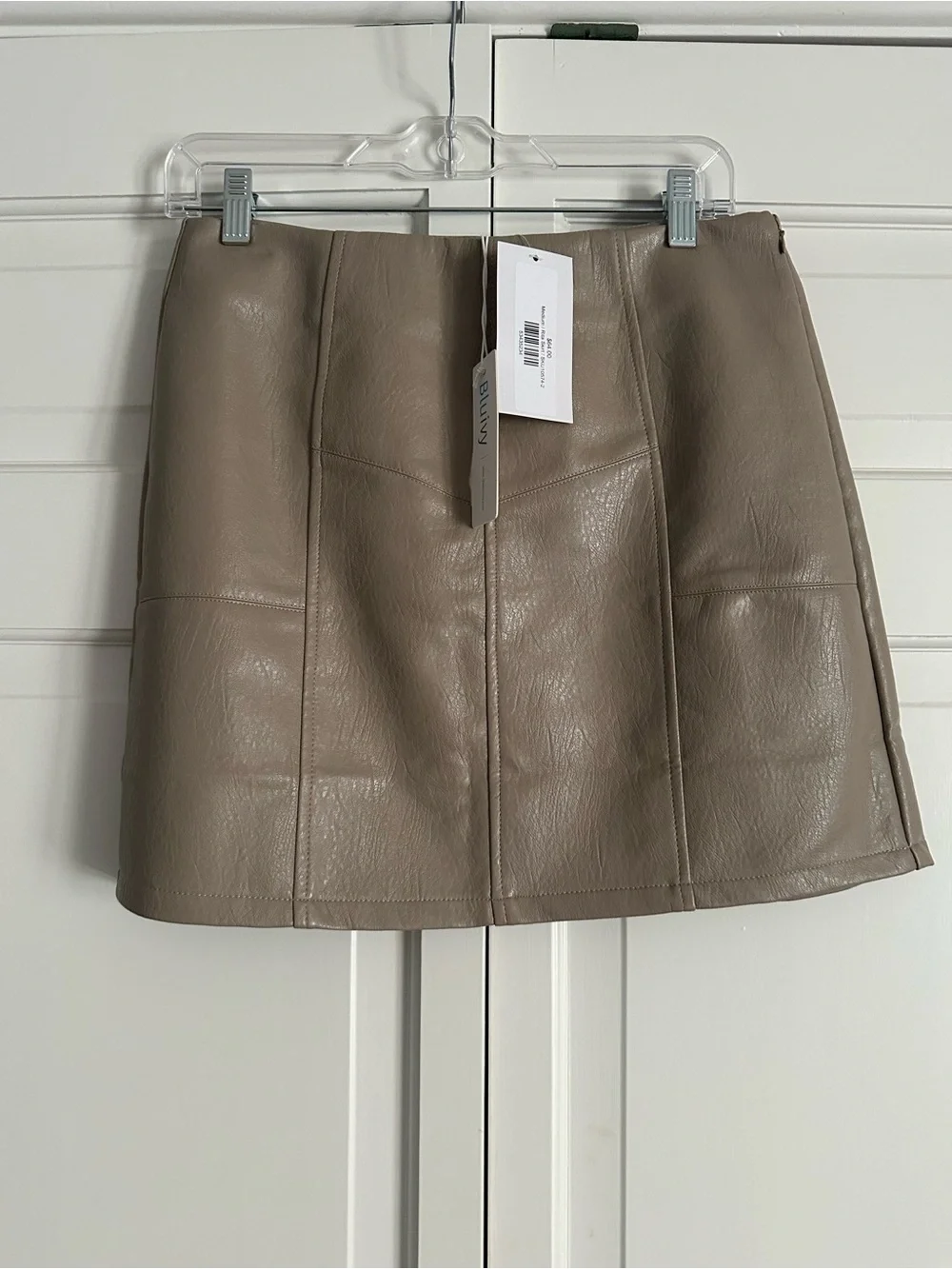 Bluivy Taupe Faux Leather Mini Skirt